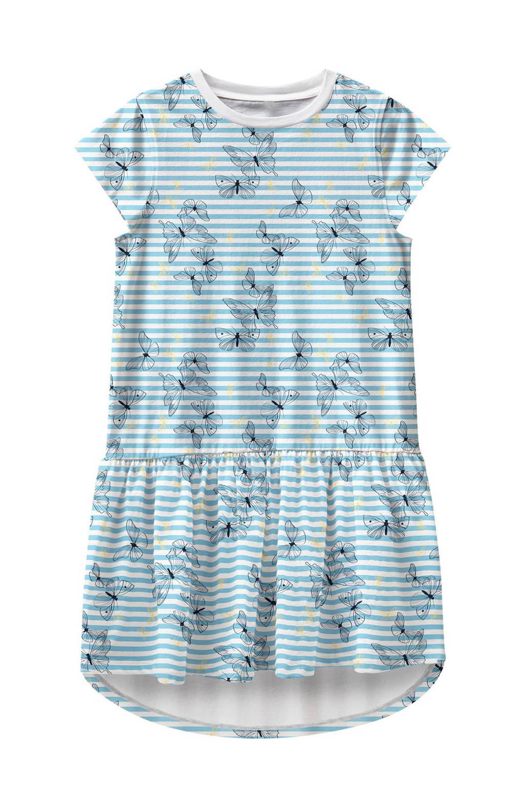 NAME IT MINI jersey jurk Vigga van biologisch katoen lichtblauw, Lichtblauw