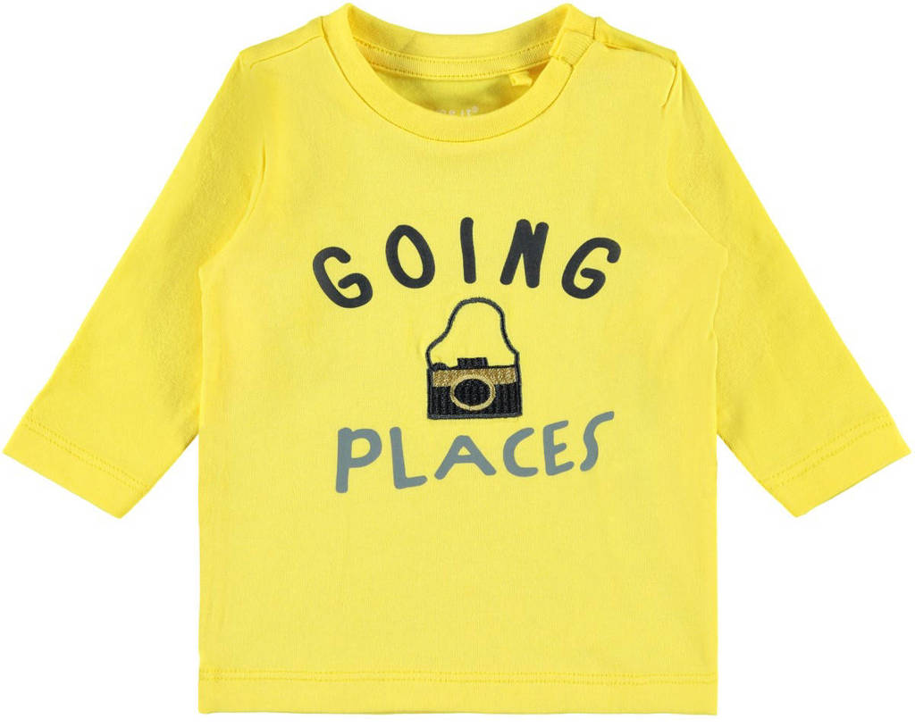 NAME IT BABY baby longsleeve Feplan met biologisch katoen geel, Geel
