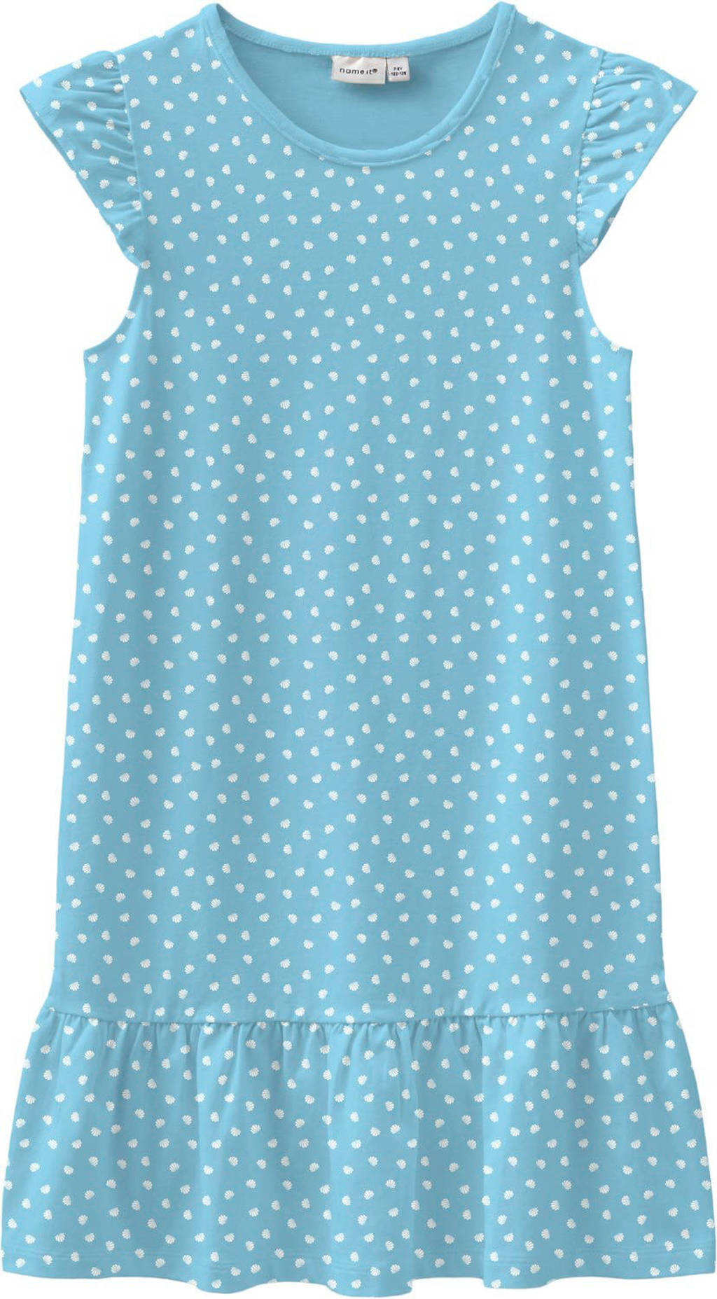 NAME IT MINI jersey jurk Vida met all over print lichtblauw, Lichtblauw