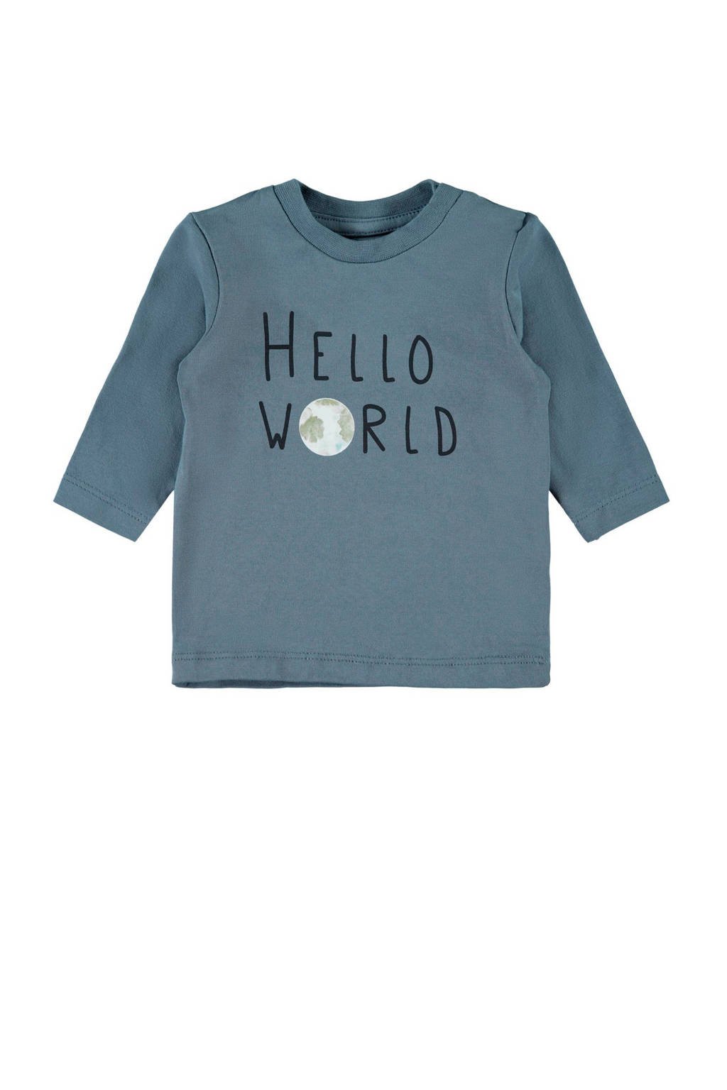 NAME IT BABY baby longsleeve Festa met biologisch katoen grijsblauw, Grijsblauw