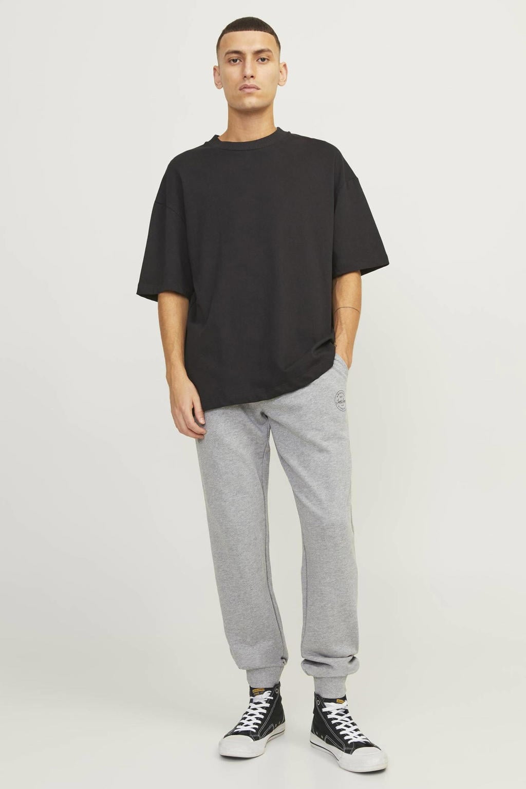 JACK & JONES JEANS INTELLIGENCE regular fit gebreide joggingbroek - light grey