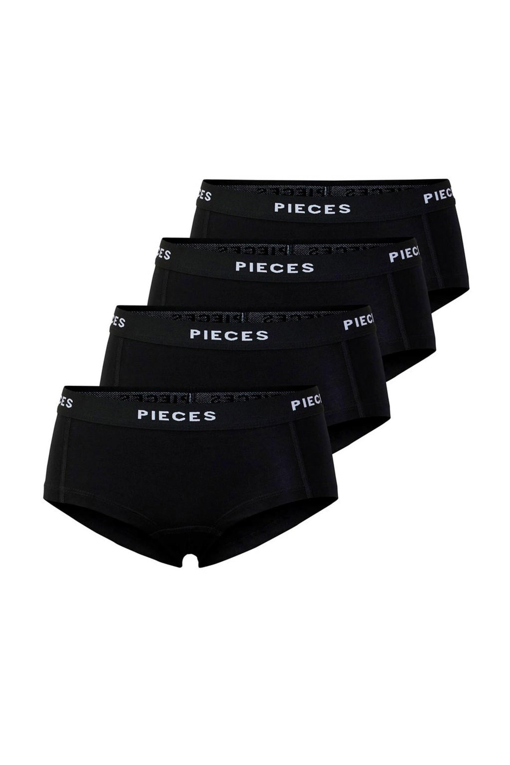 PIECES boxershort PCLOGO (set van 4) zwart