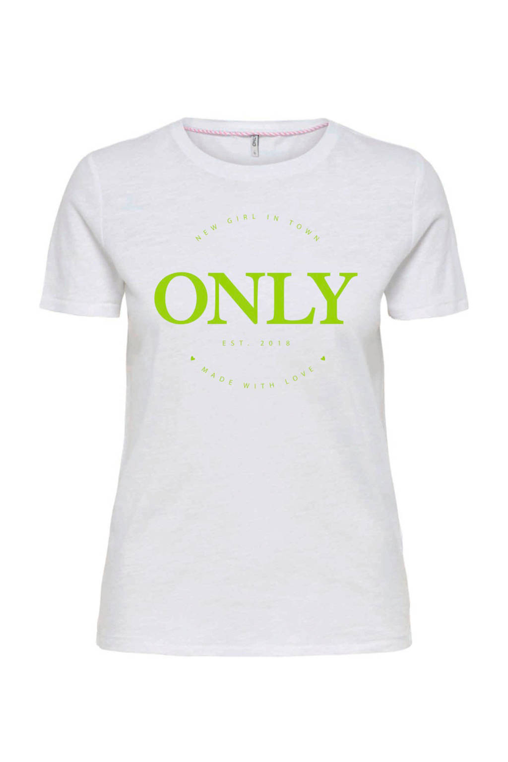 KIDS ONLY T-shirt Logo van biologisch katoen rood/zilver, Wit/groen