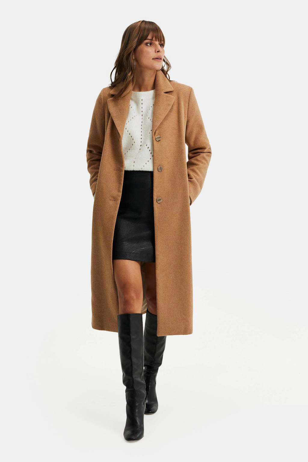 We Fashion Coat Met Ceintuur Camel Wehkamp