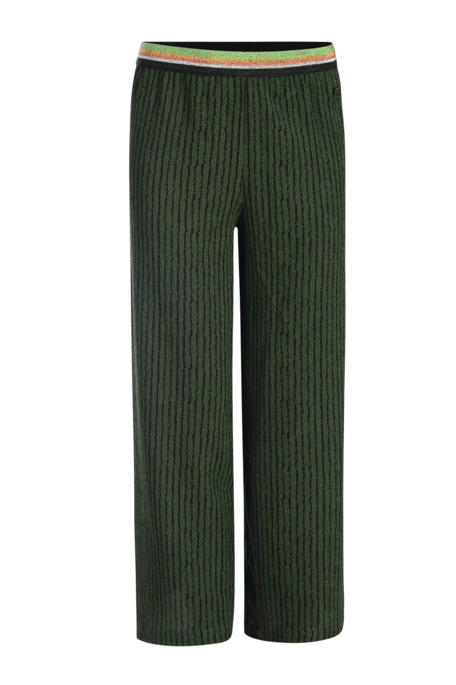 Shoeby Jill \u0026 Mitch high waist loose fit broek Ribbel met all over print  donkergroen | wehkamp