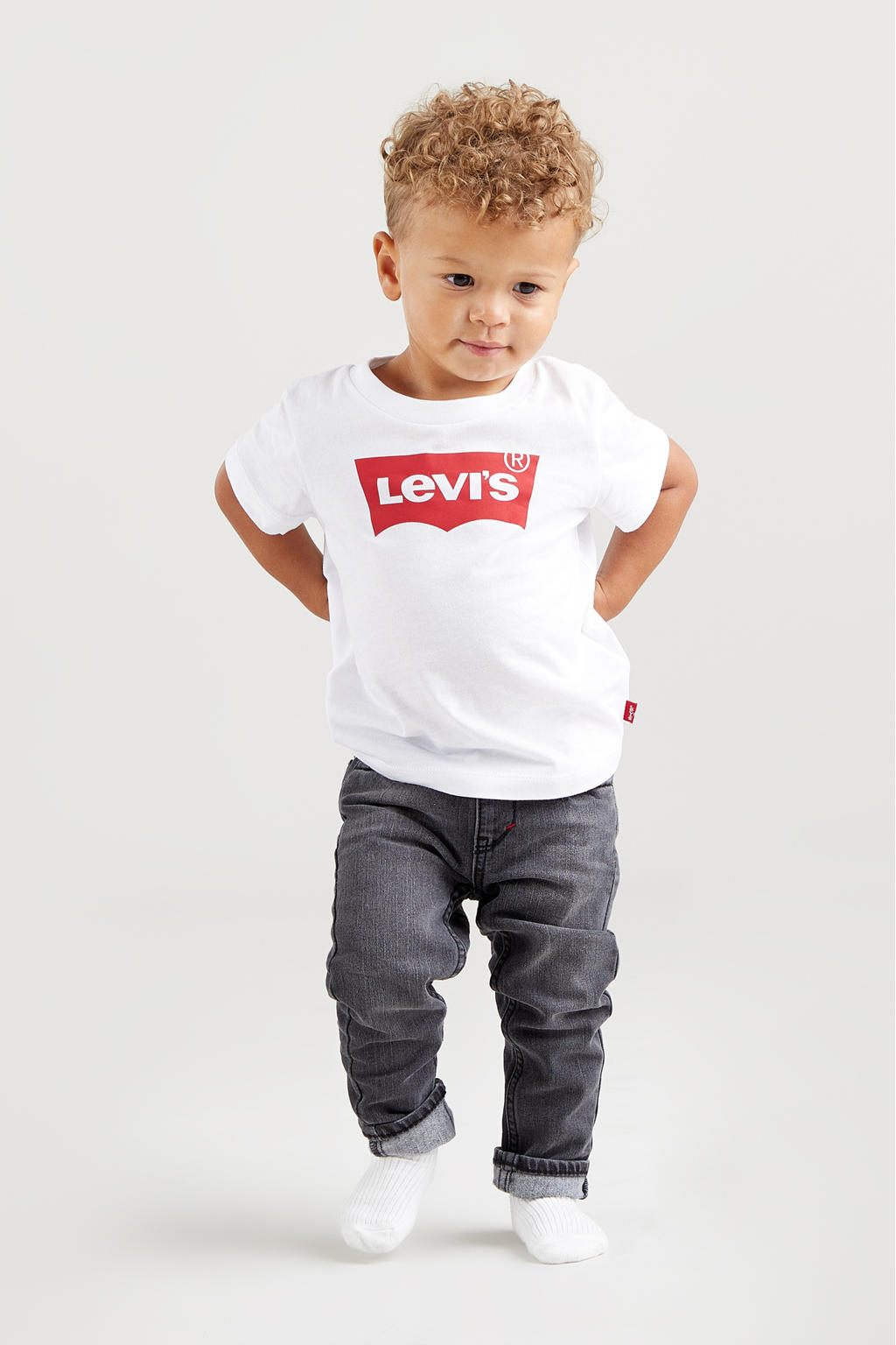 Levi's Kids T-shirt batwing met logo wit/rood