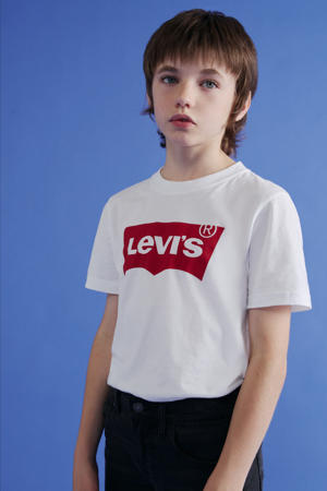 T-shirt batwing met logo wit/rood