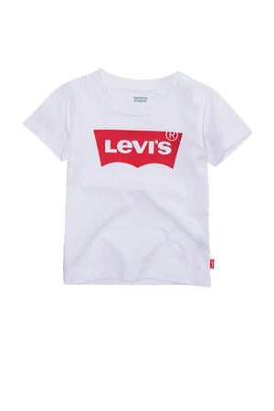 T-shirt batwing met logo wit/rood