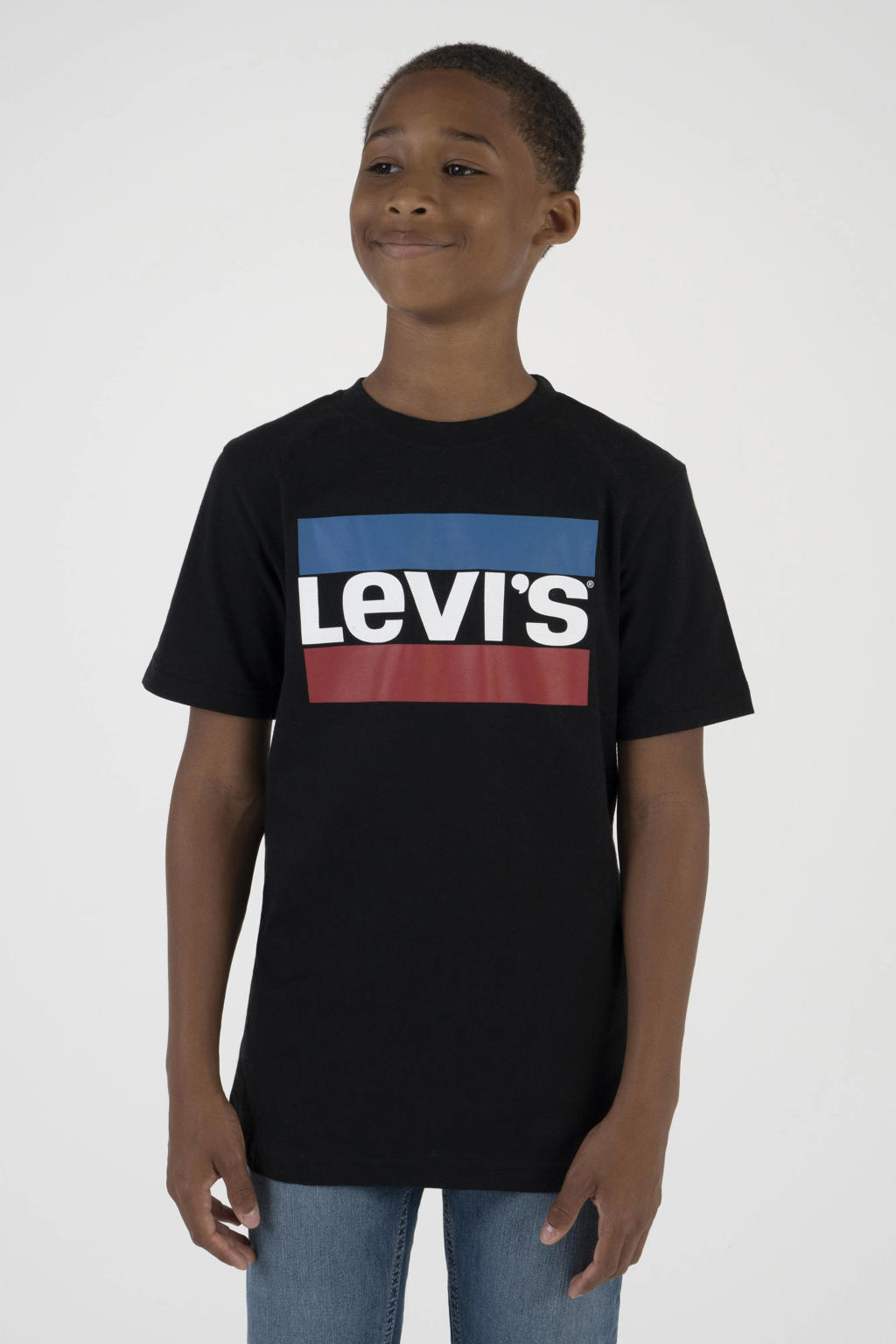 Levi's Kids T-shirt met logo zwart/rood/blauw