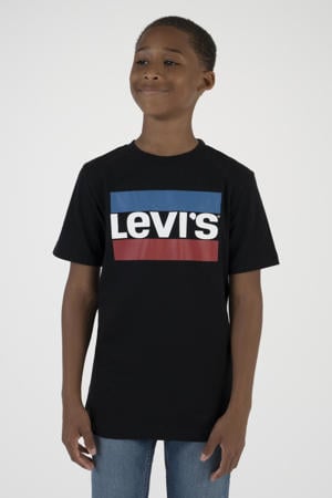 T-shirt met logo zwart/rood/blauw