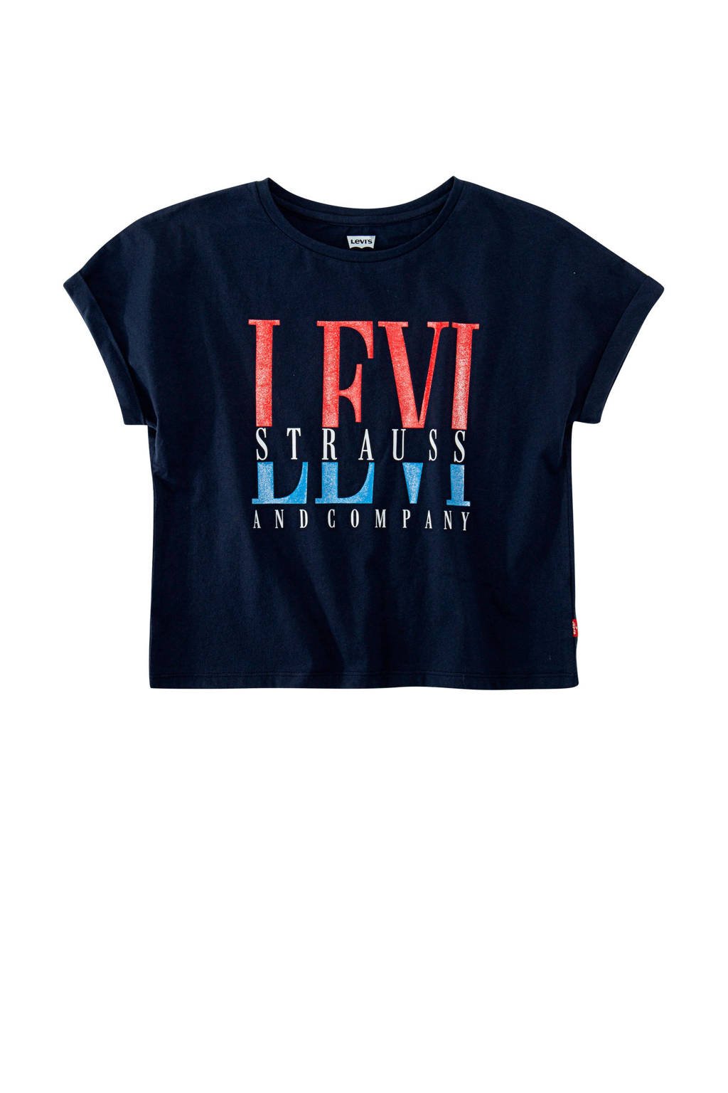Levi's Kids T-shirt met logo donkerblauw/rood/blauw