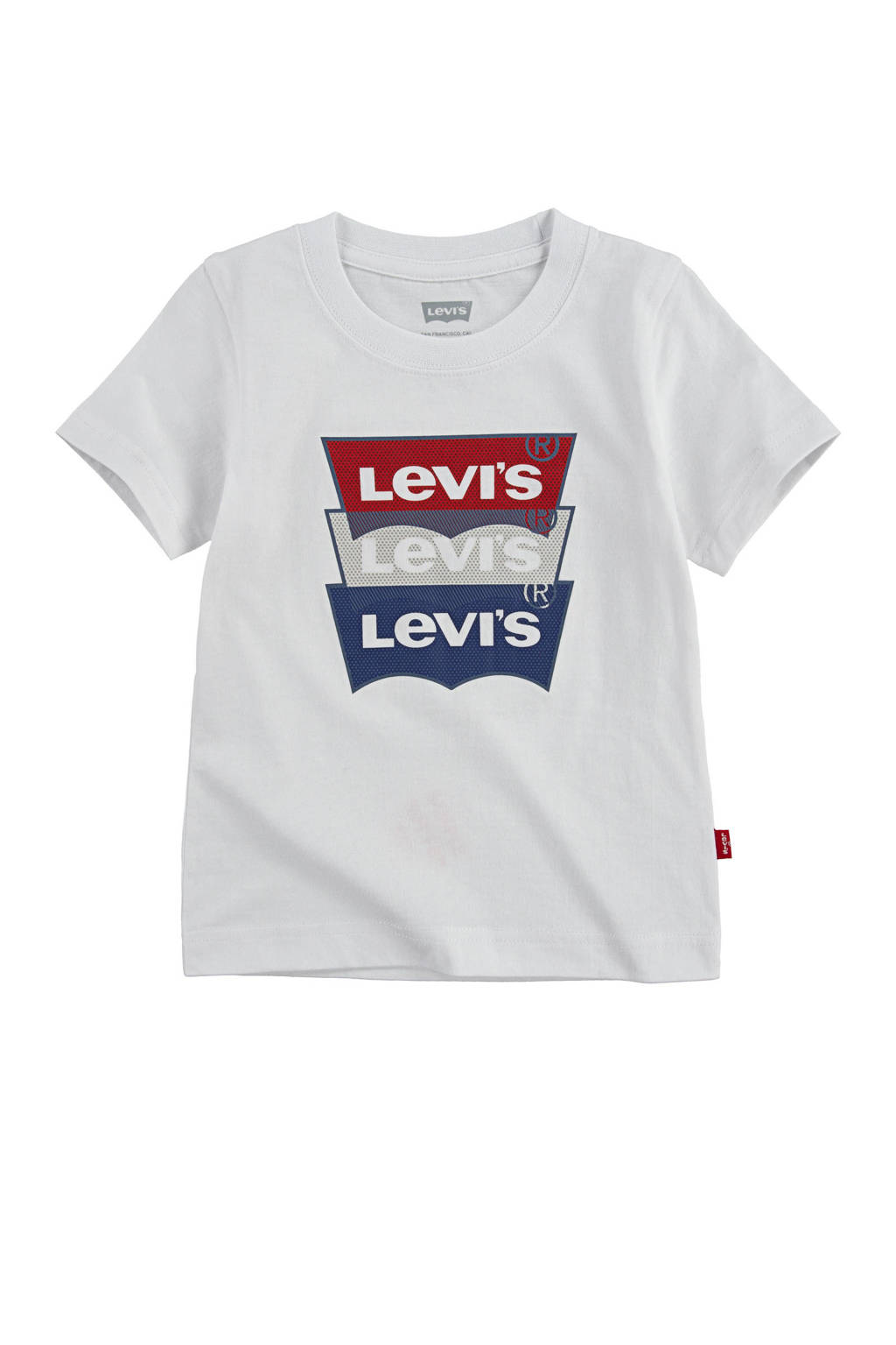 steeg Wijde selectie Hen Levi's Kids T-shirt met logo wit/rood/blauw | wehkamp