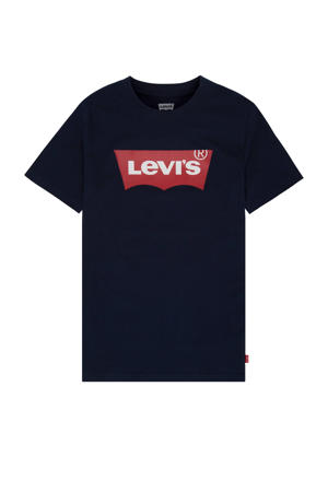T-shirt Batwing met logo donkerblauw