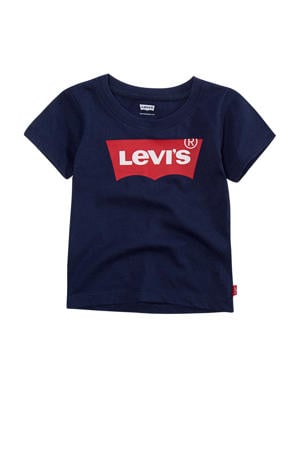 T-shirt batwing met logo donkerblauw/rood