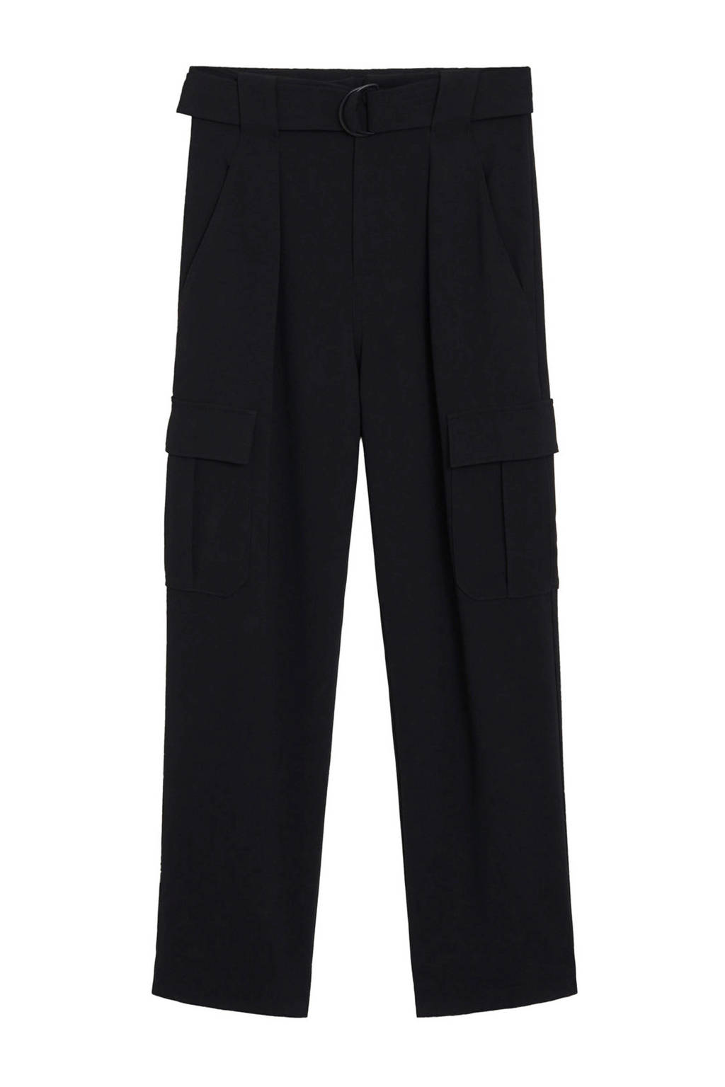 Mango regular fit cargo pantalon zwart, Zwart