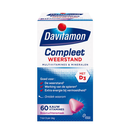 Wehkamp Davitamon Compleet Weerstand Kauwvitamines bosvruchten - 60 tabletten aanbieding