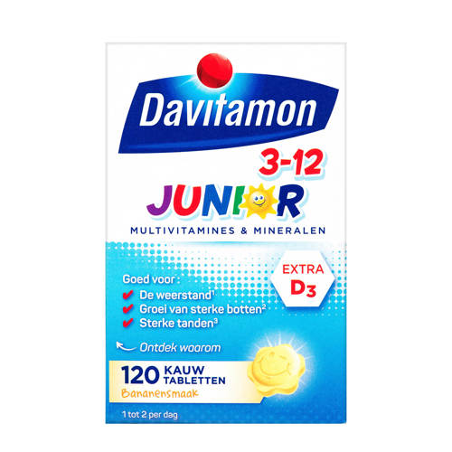 Davitamon Junior 3+ multivitaminen banaan - 120 kauwtabletten