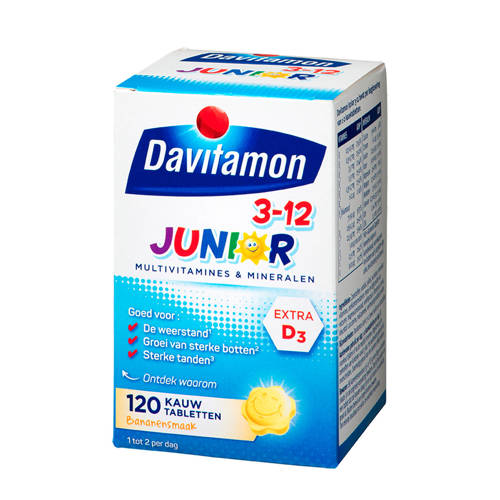 Davitamon Junior 3+ multivitaminen banaan - 120 kauwtabletten