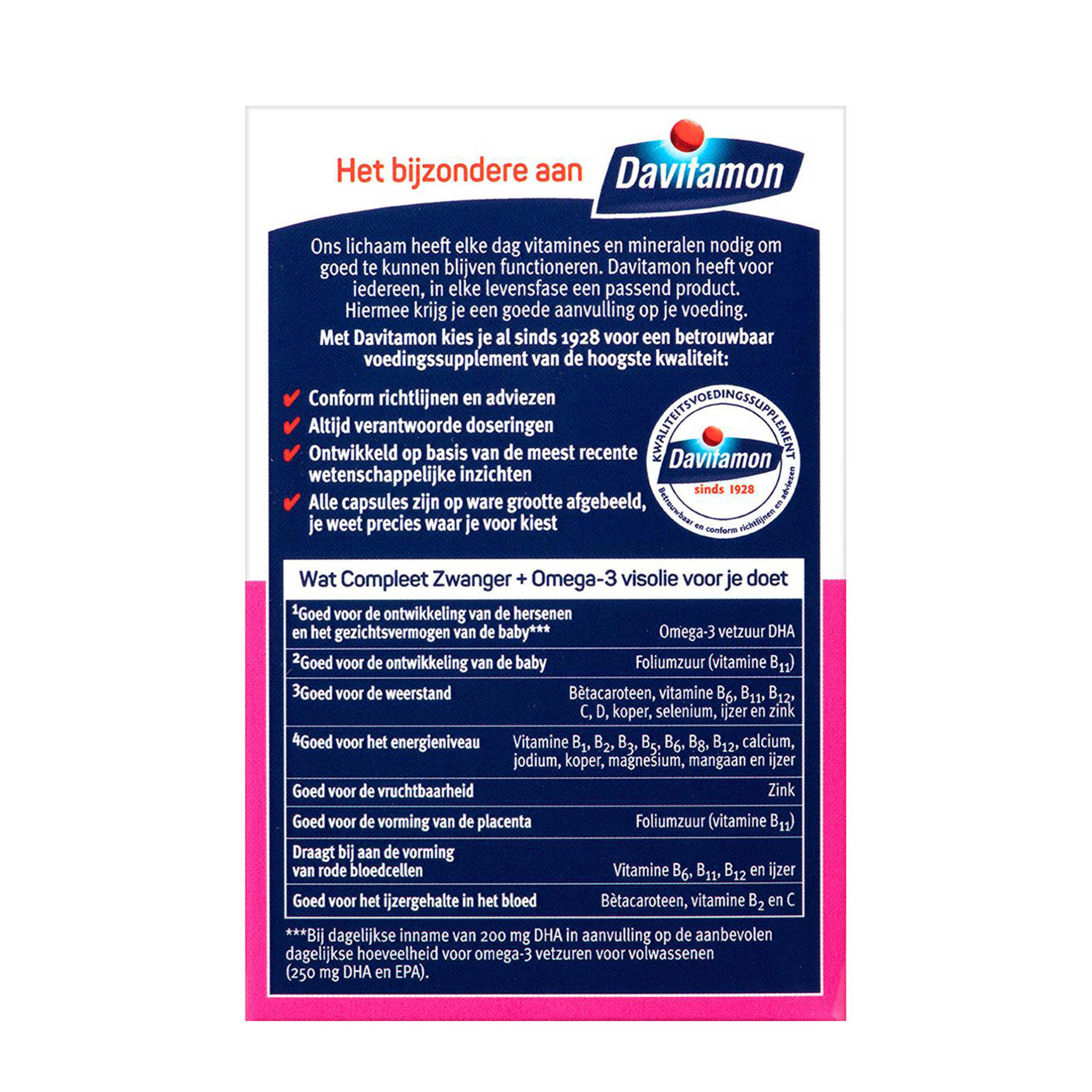 Davitamon Compleet Zwanger Multivitamine Omega 3 Visolie bij