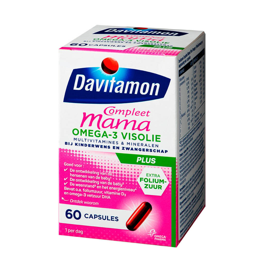 klem betreden Tolk Davitamon Mama Compleet Multivitamine Omega 3 Visolie bij zwangerschap en  kinderwens - 60 stuks | wehkamp