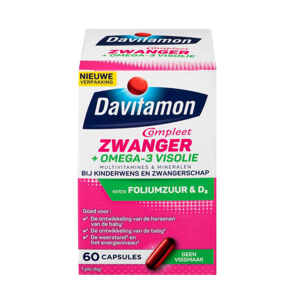 Davitamon Compleet Zwanger Multivitamine Omega 3 Visolie bij zwangerschap en kinderwens - 60 stuks