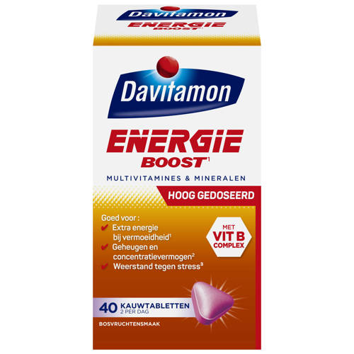 Davitamon Energie Boost¹ Forte hoog gedoseerd Bosvruchten kauwvitamines