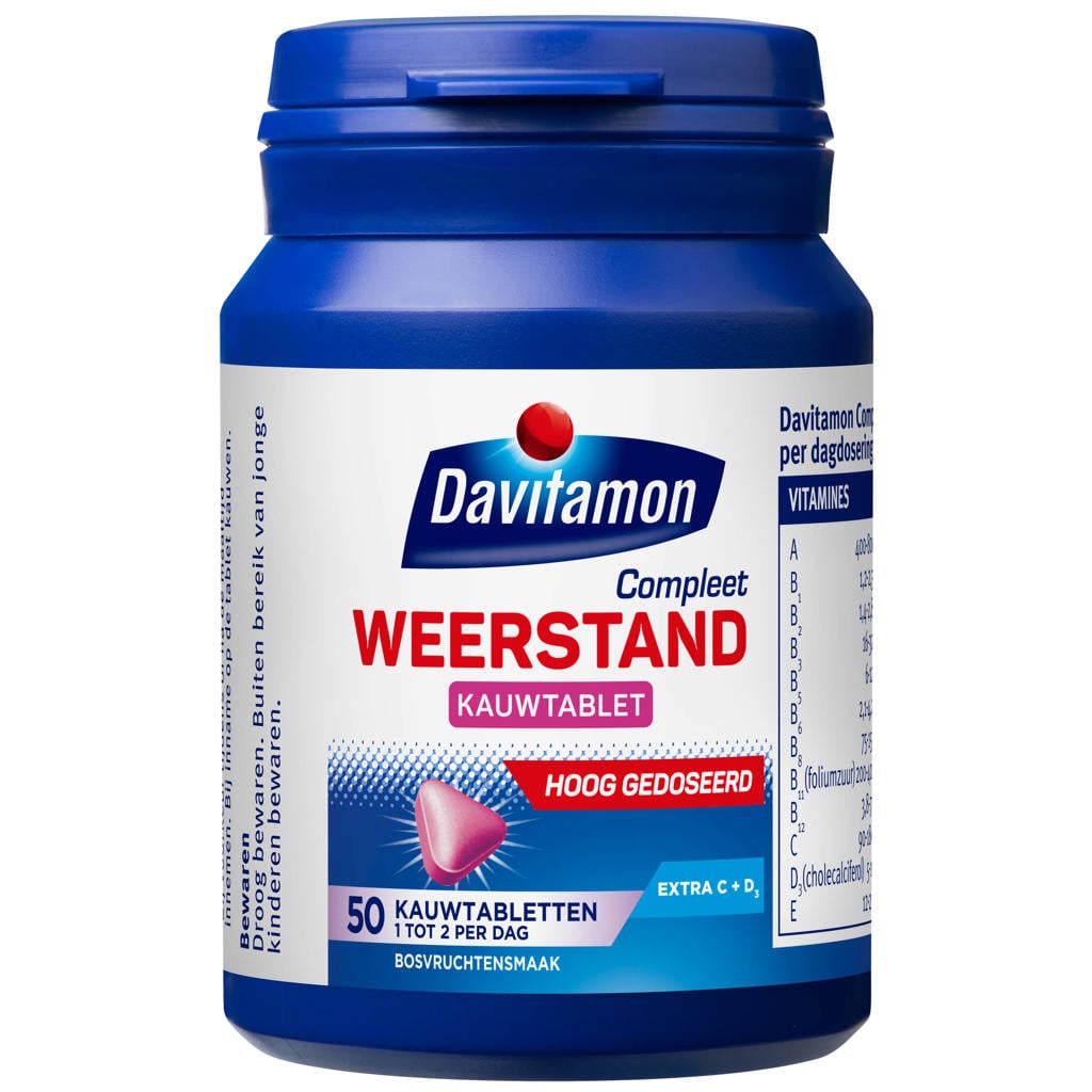 Davitamon Compleet Weerstand kauwtabletten bosvrucht - hoog gedoseerd - 50 stuks