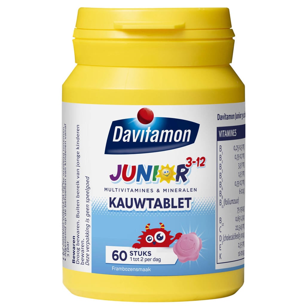 Davitamon Junior 3+ kauwtabletten framboos - 60 stuks