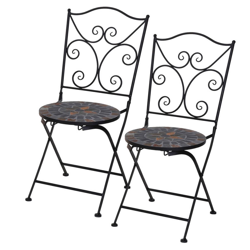 Pro Garden bistro klapstoel (set van 2), Zwart