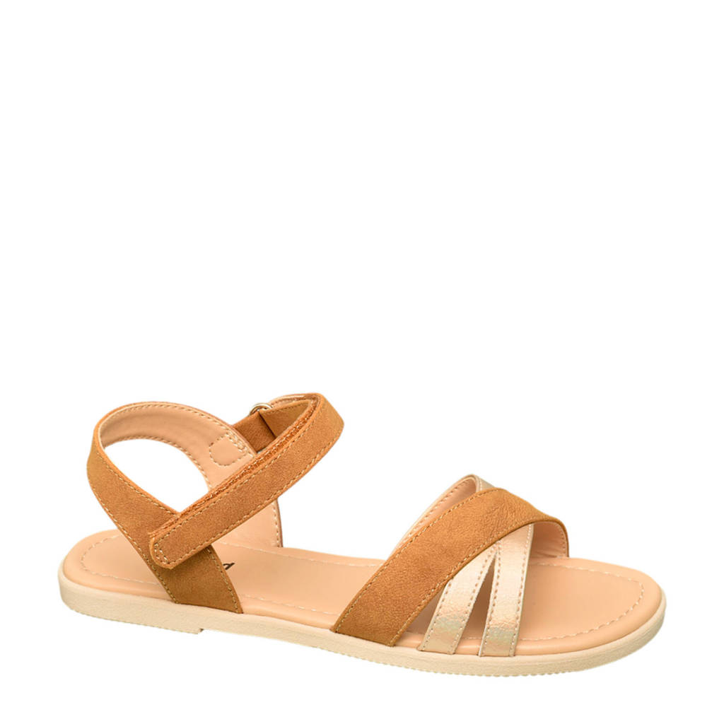 Graceland sandalen cognac/goud, Goud/bruin