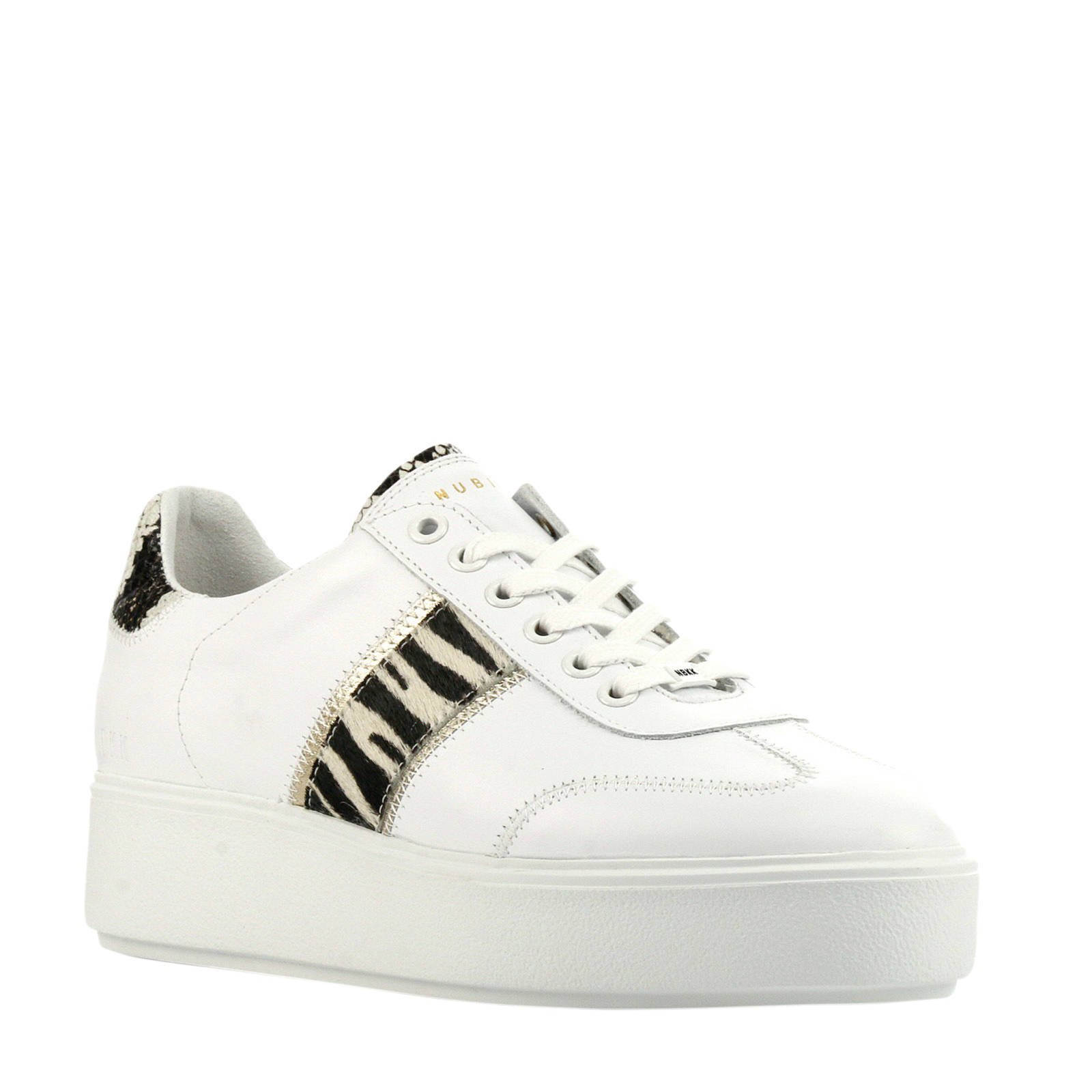 Elisa Ziya leren plateau sneakers wit zebraprint