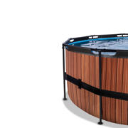 thumbnail: EXIT  Wood zwembad ø450x122cm met filterpomp bruin