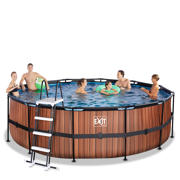 thumbnail: EXIT  Wood zwembad ø450x122cm met filterpomp bruin