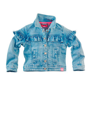 spijkerjas Hanne met borduursels lightdenim/roze