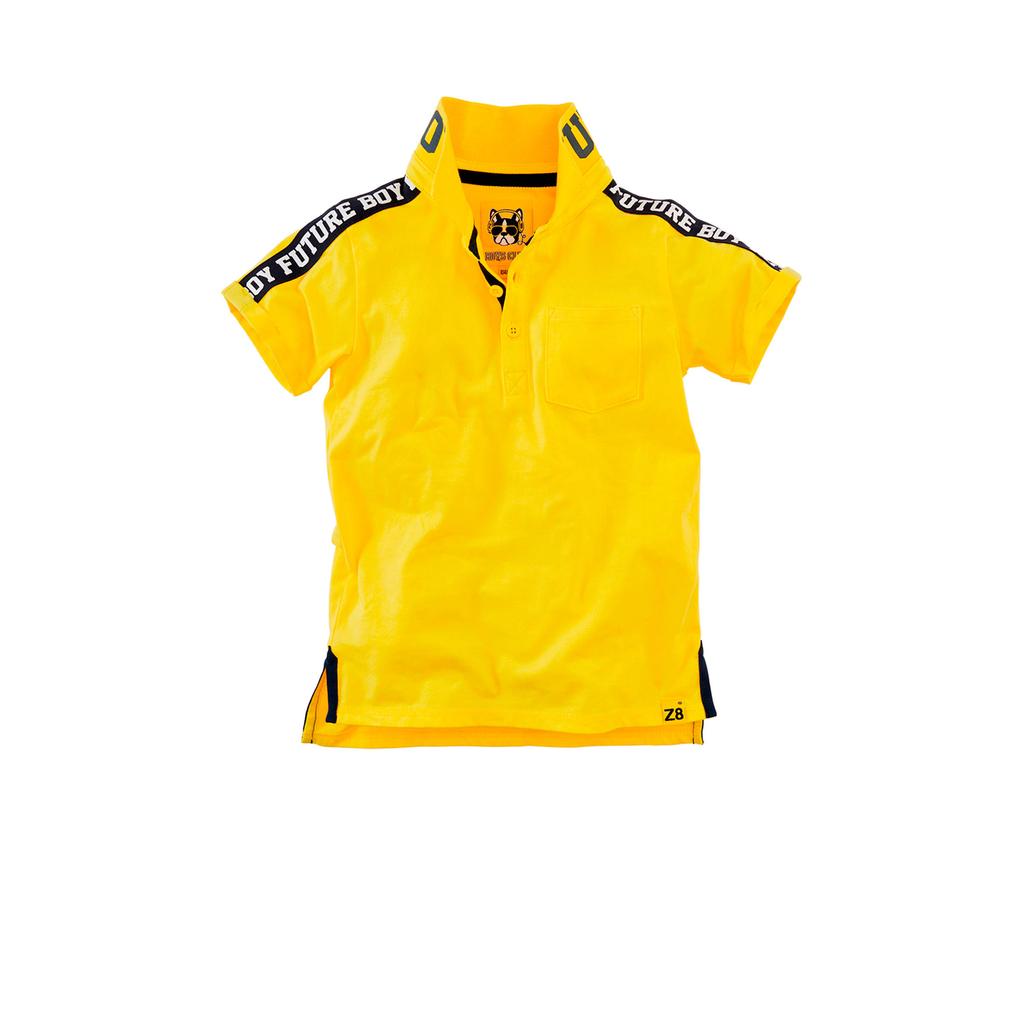 Geel, zwart en witte jongens Z8 polo Art van stretchkatoen met korte mouwen, knoopsluiting en contrast bies