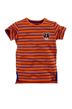 gestreept T-shirt Bryce oranje/blauw