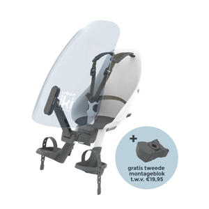  fietsstoeltje voor + windscherm actie met gratis montageblok Shinju White / Black