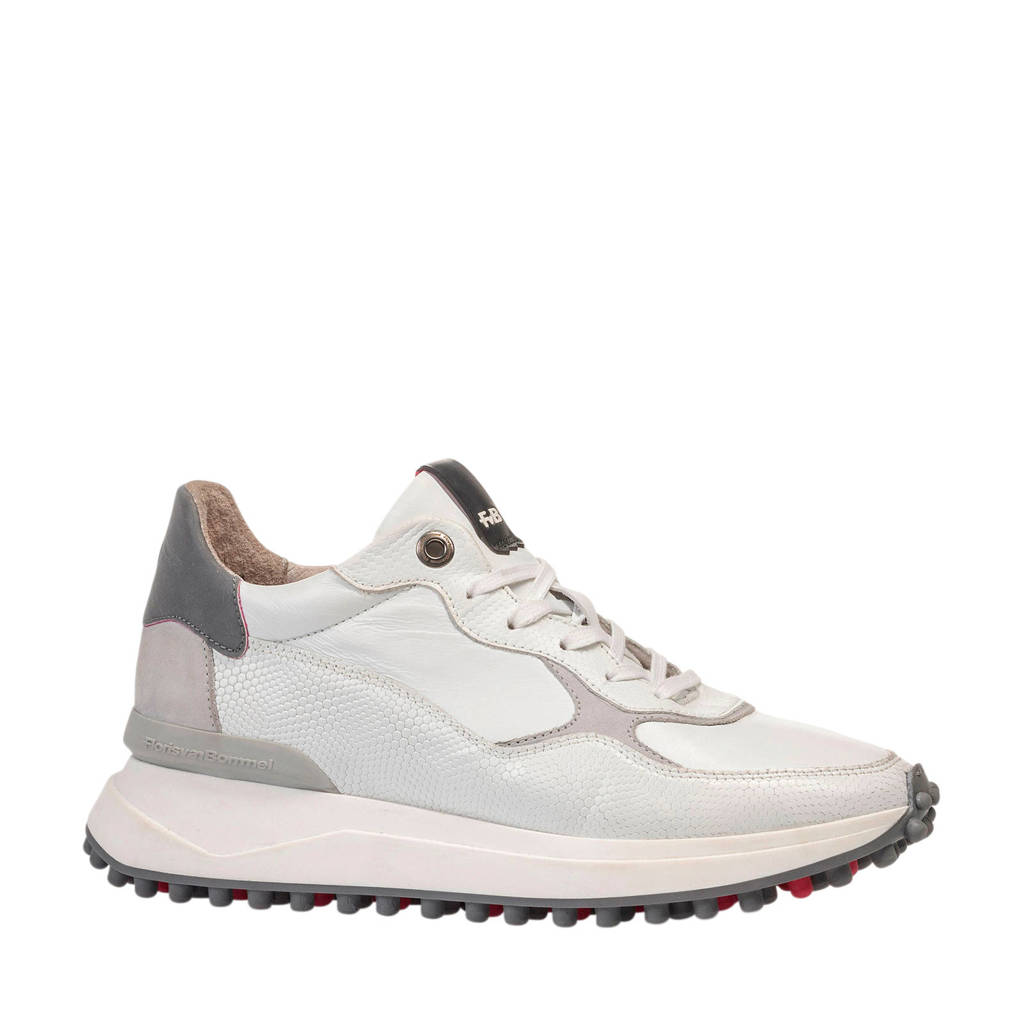 Floris van Bommel Noppi leren sneakers wit, Wit/grijs