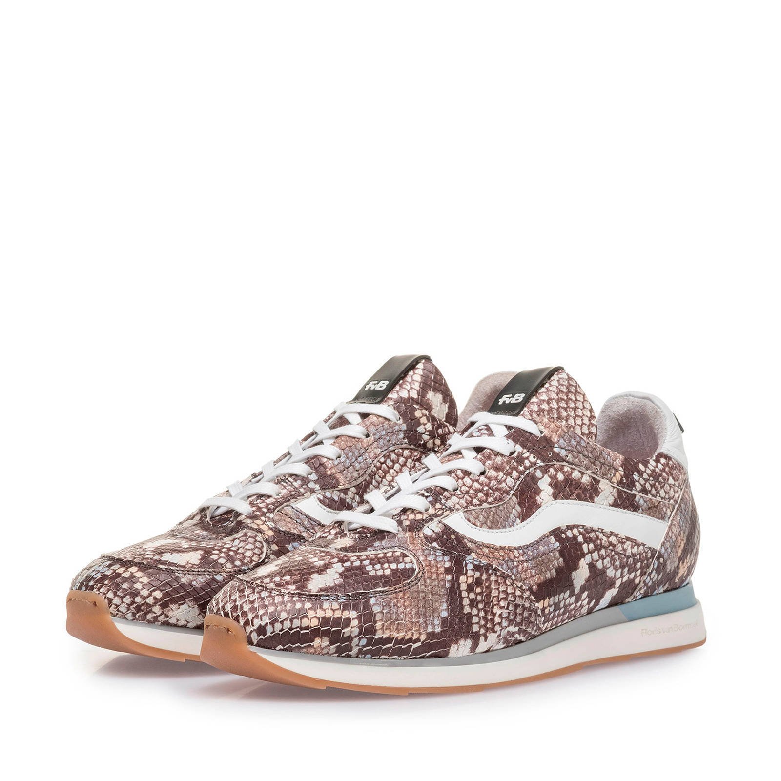 Floris van Bommel Figgi leren sneakers slangenprint bruin Floris van Bommel Figgi leren sneakers slangenprint bruin