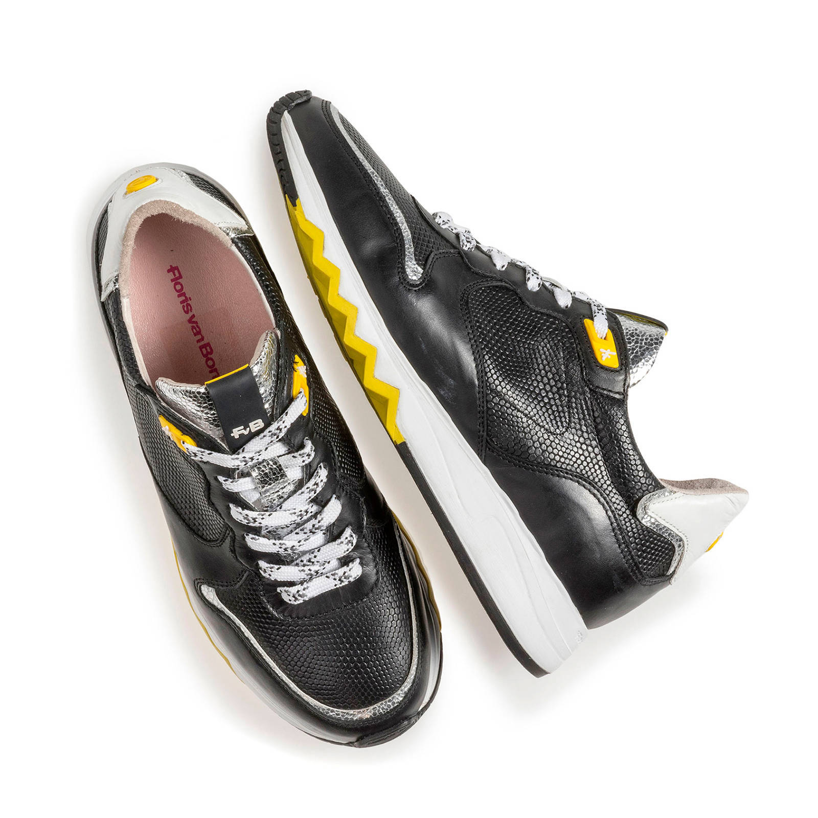 Floris van Bommel Nineti leren sneakers zwart | wehkamp