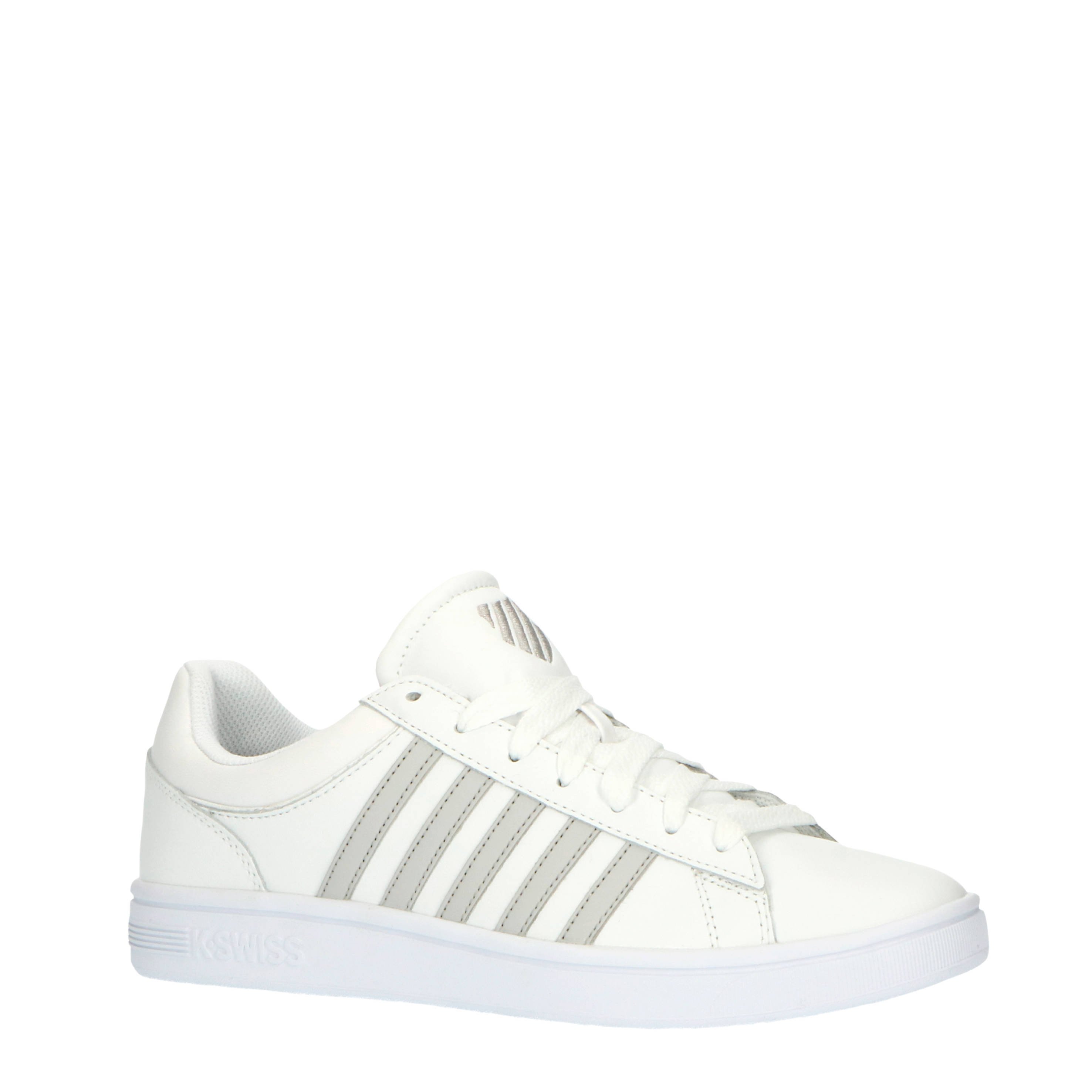 K-Swiss Court Winston leren sneakers wit lichtgrijs