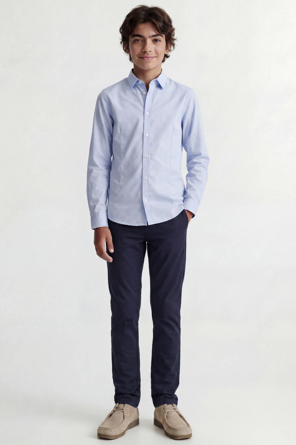 Donkerblauwe jongens JACK & JONES JUNIOR broek van katoen met slim fit, low waist en effen