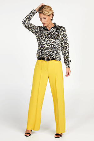 blouse Tranoli met panterprint zwart/bruin/geel