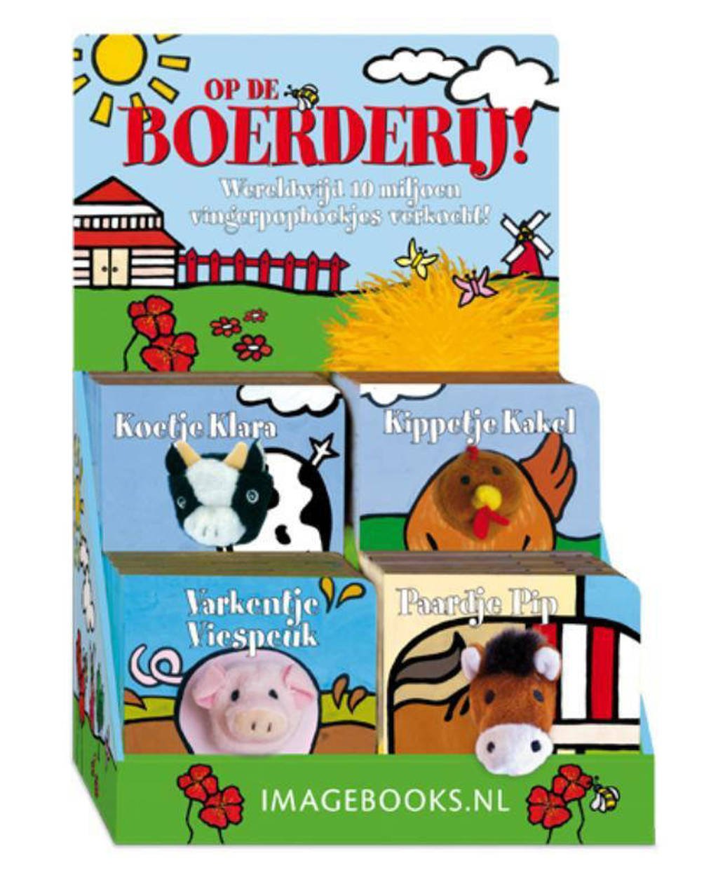 Vingerpopboekjes: Boederijdieren 4x4 (varken,paard,koe & kip)