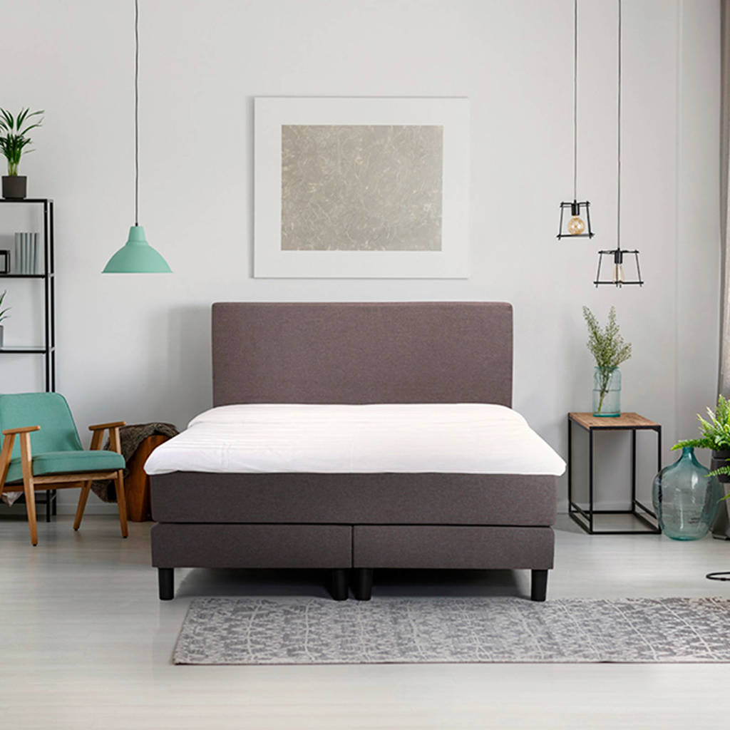 Beter Bed complete boxspring Ambra (90x200 cm), Donkergrijs
