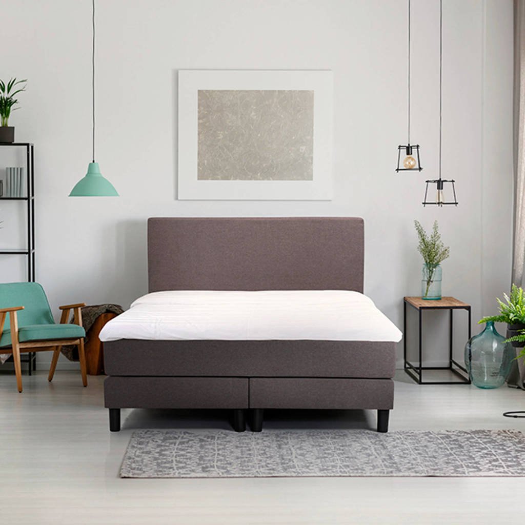 Beter Bed complete boxspring Ambra (140x200 cm), Donkergrijs