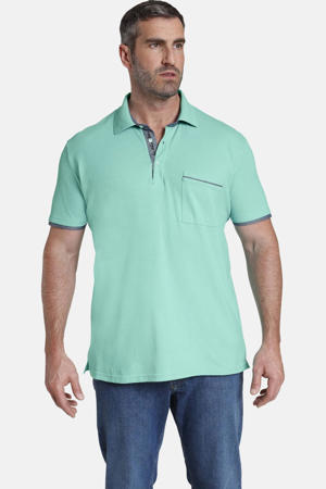 loose fit polo Plus Size MELKER met contrastbies turquoise
