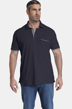 loose fit polo Plus Size MELKER met contrastbies donkerblauw