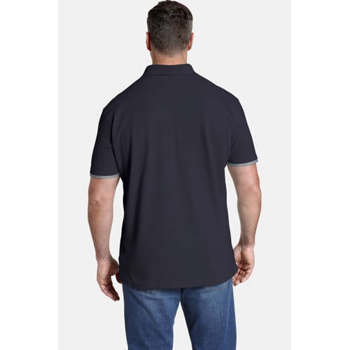 Jan Vanderstorm loose fit polo Plus Size MELKER met contrastbies donkerblauw afbeelding