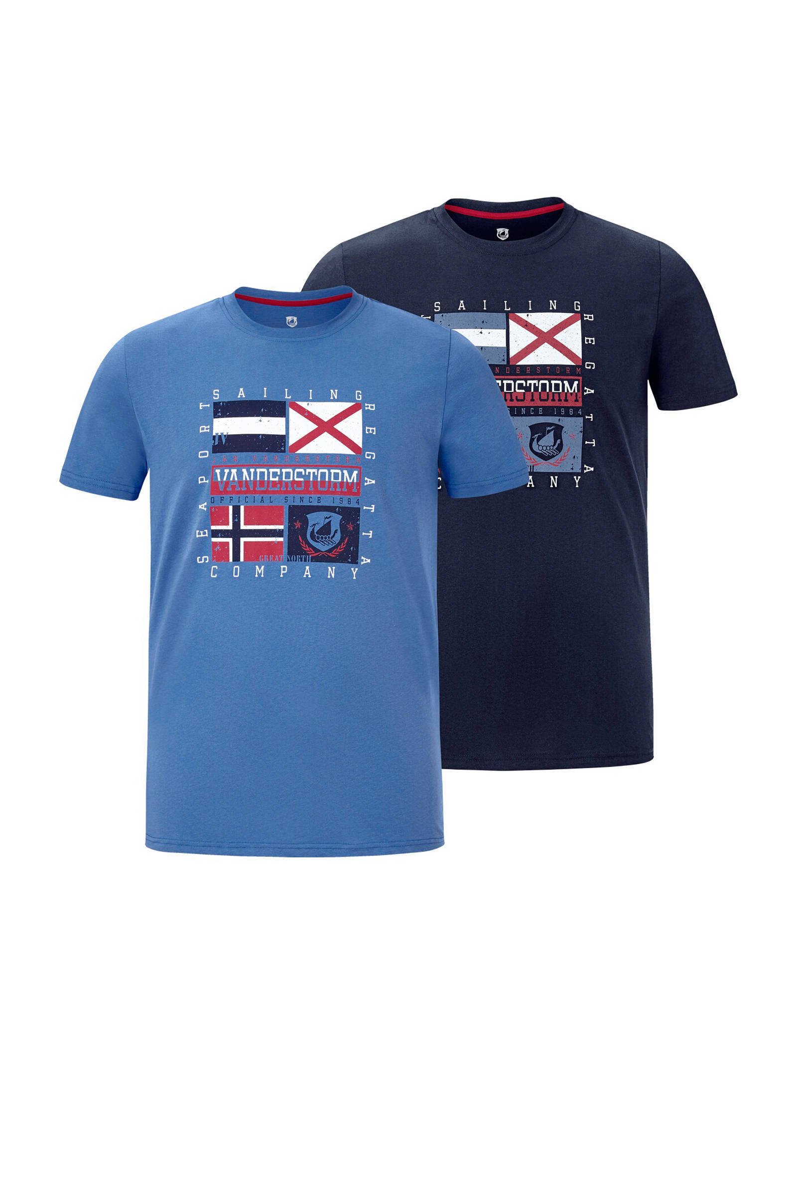 Jan Vanderstorm T shirt PREBEN in 2 kleuren, comfort fit(Set van 2 ) online kopen